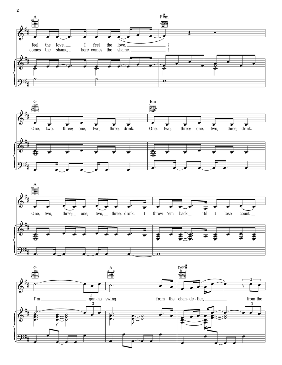 Chandelier Acoustic Guitar scores gallery preview page 2