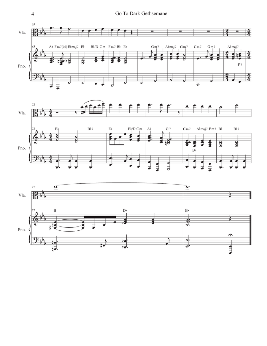 Go To Dark Gethsemane (Viola solo and Piano) Piano scores gallery preview page 4