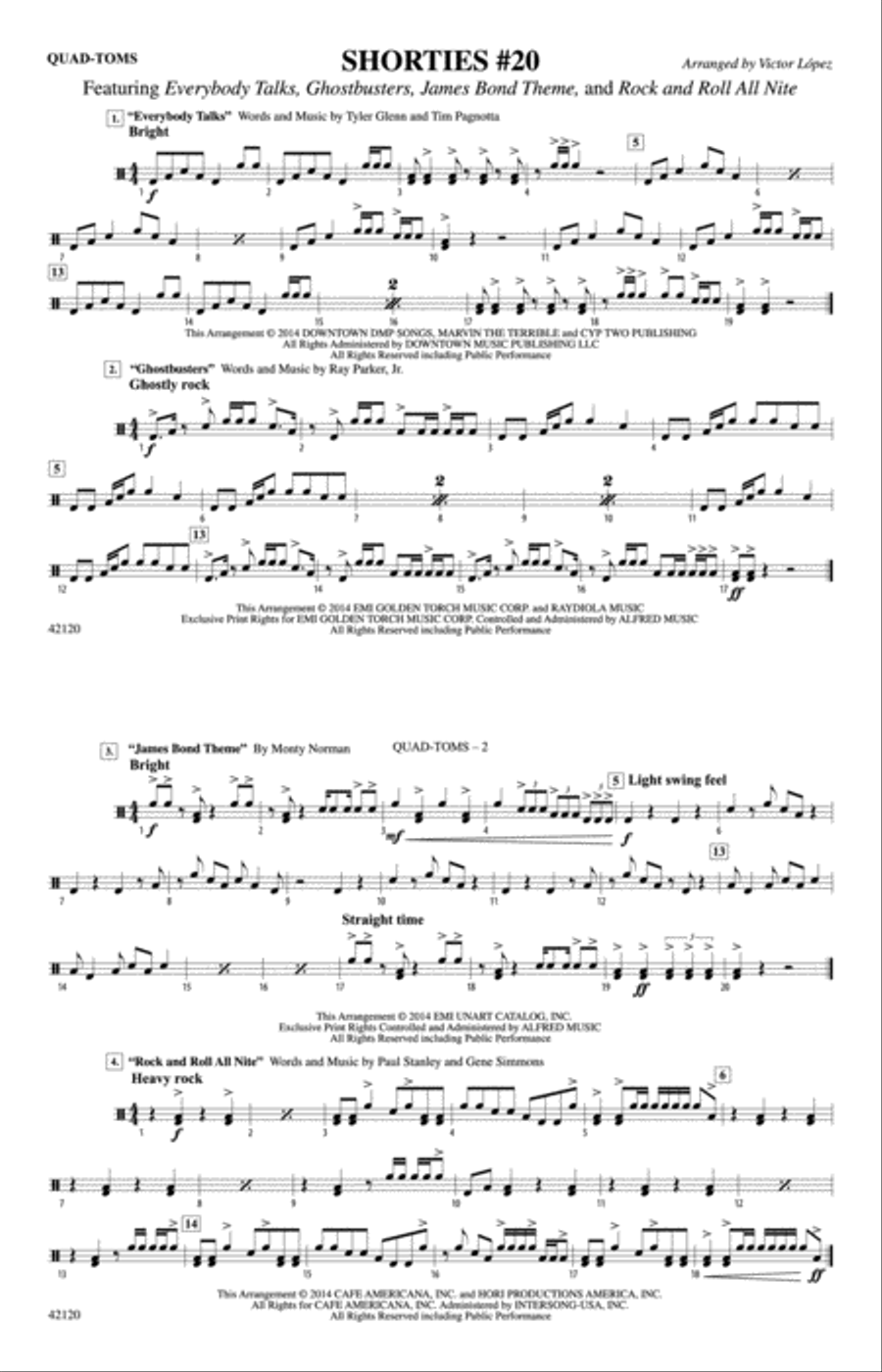 Shorties #20: Quad-Toms Shorties #20: Quad-Toms Marching Band scores gallery preview page 1