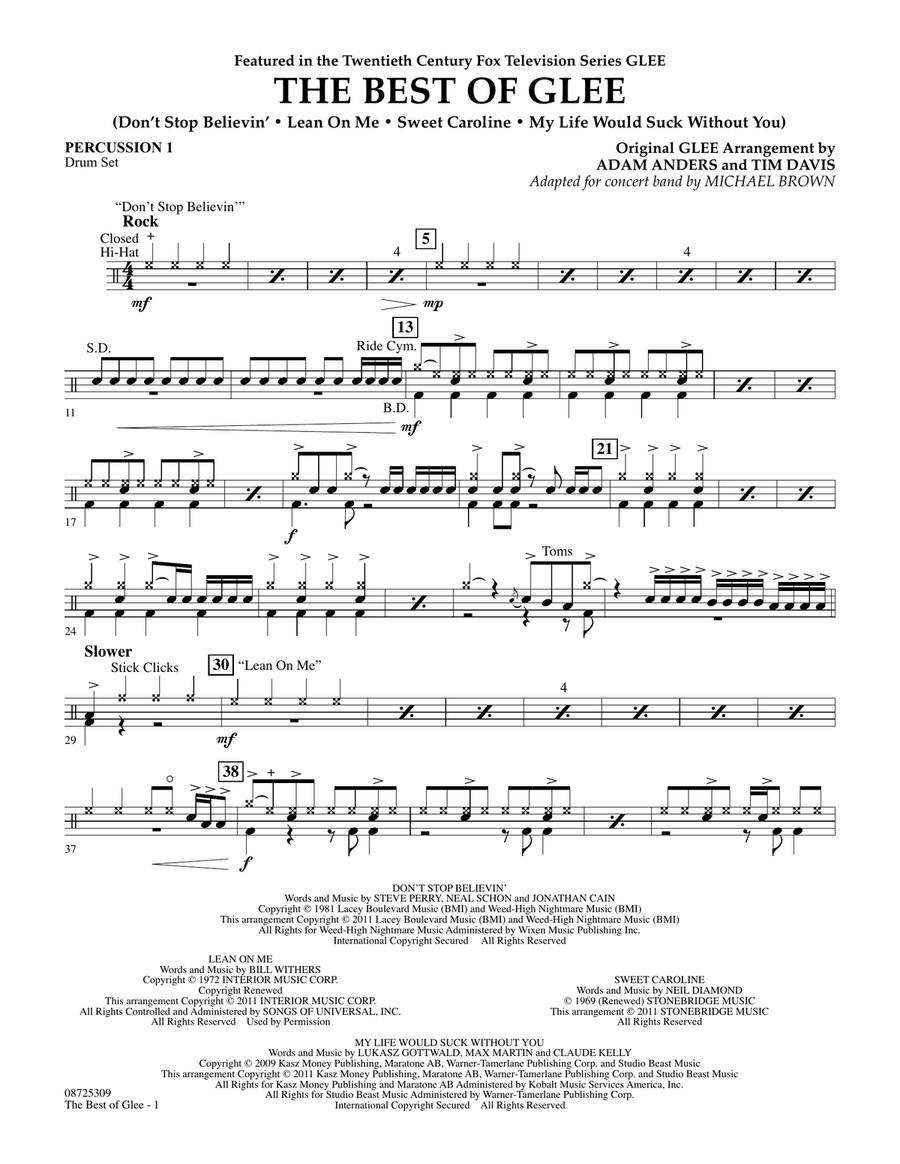 The Best Of Glee - Percussion 1