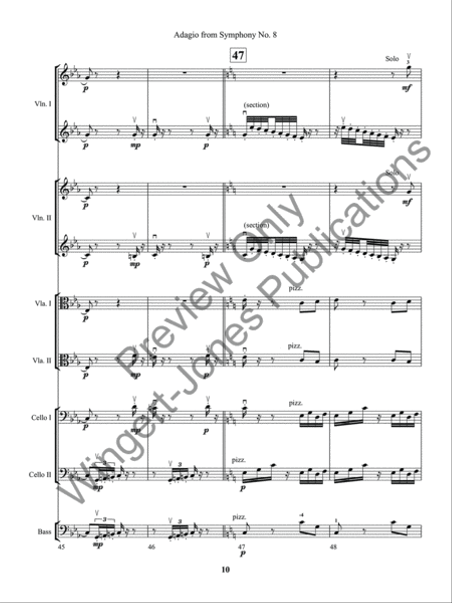 Adagio from Symphony No. 8 (Score) String Orchestra scores gallery preview page 13
