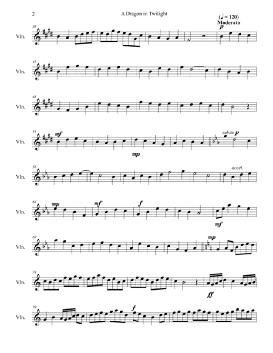 A Dragon in the Twilight Violin Solo scores gallery preview page 2