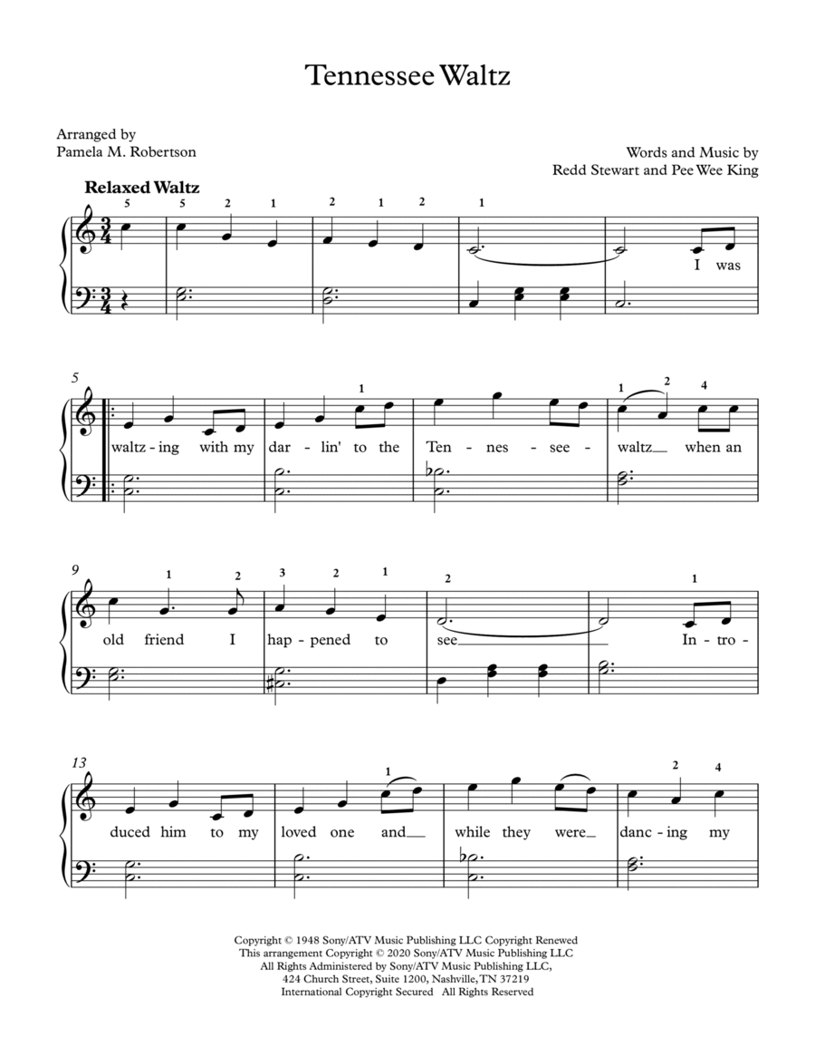 Tennessee Waltz Tennessee Waltz Easy Piano scores gallery preview page 1