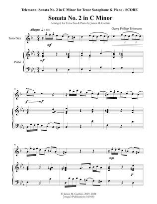 Book cover for Telemann: Sonata No. 2 in C Minor for Tenor Sax & Piano