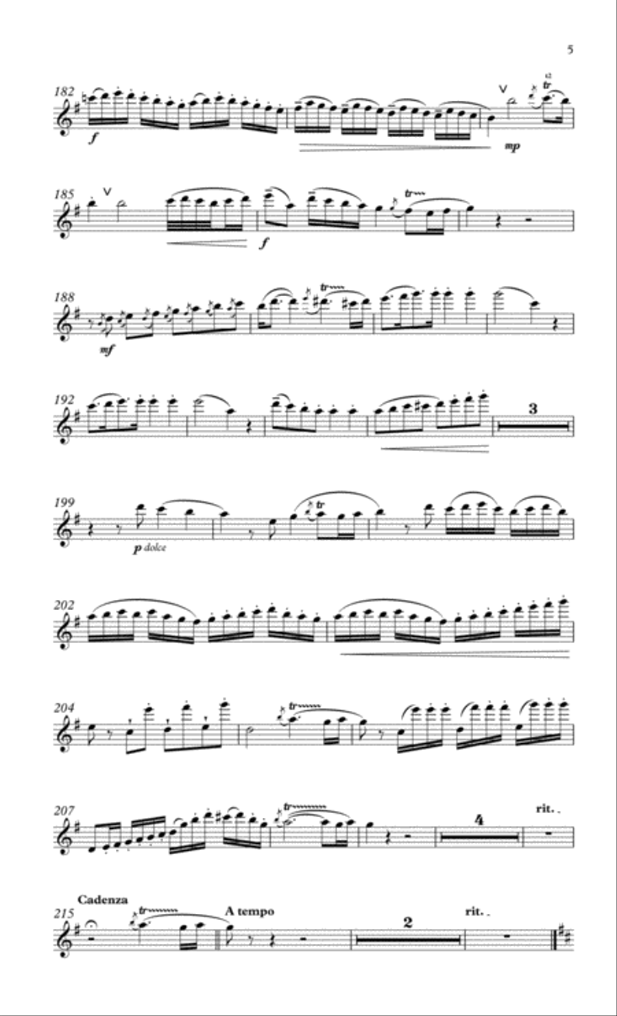 Mozart Concerto 1 in G for flute & piano Flute Solo scores gallery preview page 6
