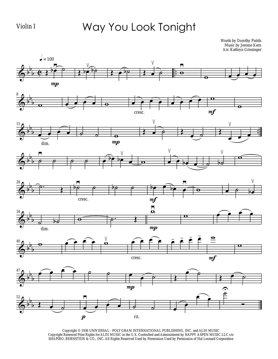 The Way You Look Tonight String Quartet scores gallery preview page 1