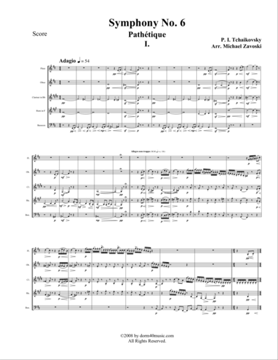 Symphony No. 6 (Pathetique) for Woodwind Quintet Woodwind Quintet scores gallery preview page 5