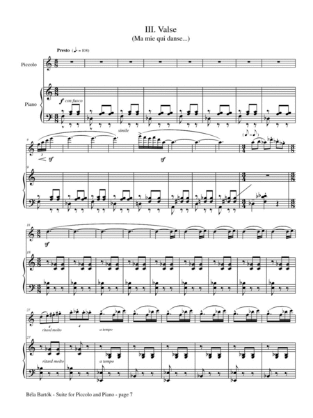 Suite for Piccolo and Piano