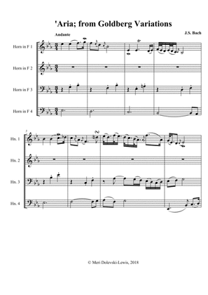 Aria from the Goldberg Variations: for horn quartet