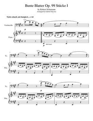 Schumann Bunte Blätter - Stücke I - Cello and Piano