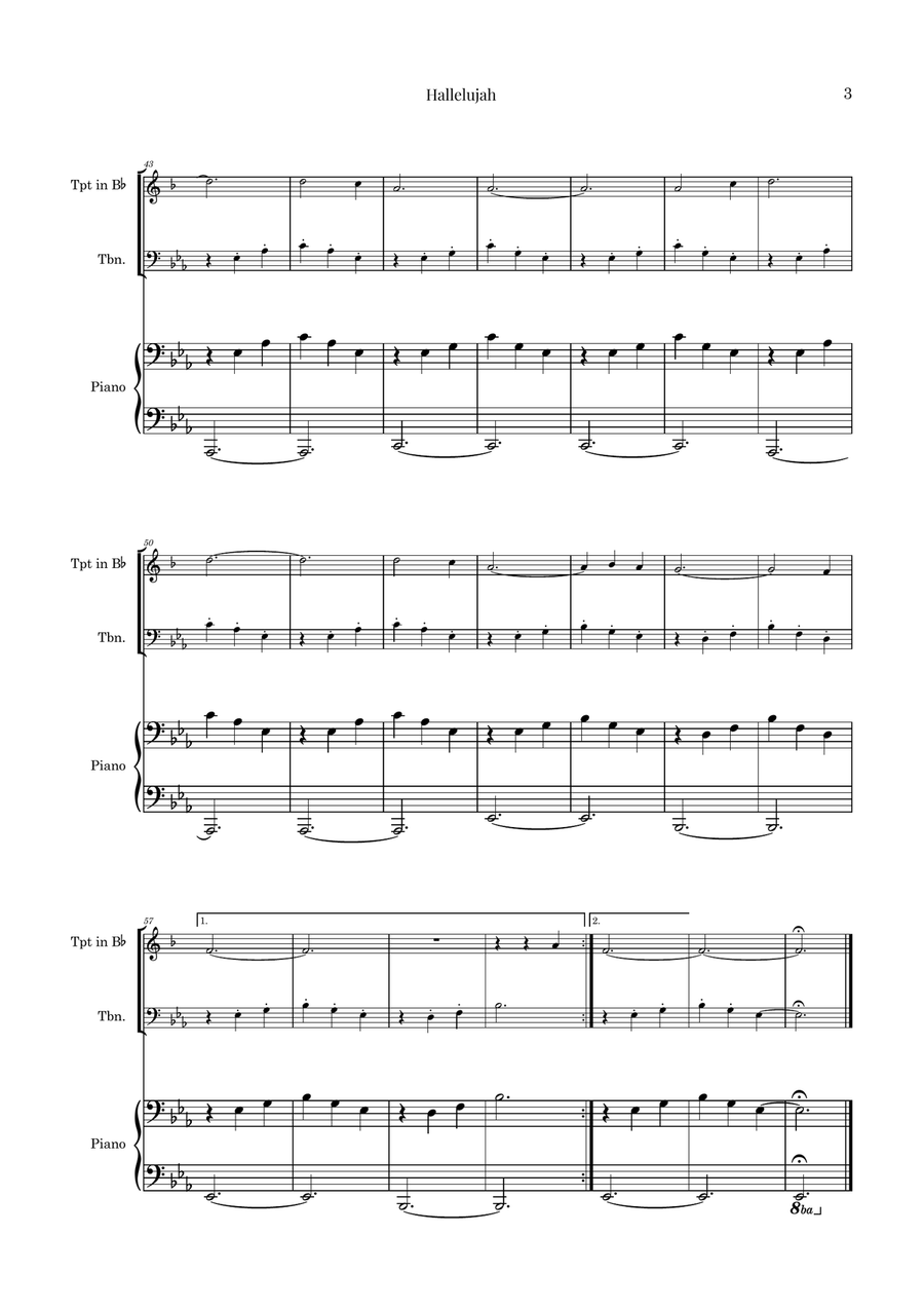 Hallelujah Brass Duet scores gallery preview page 3