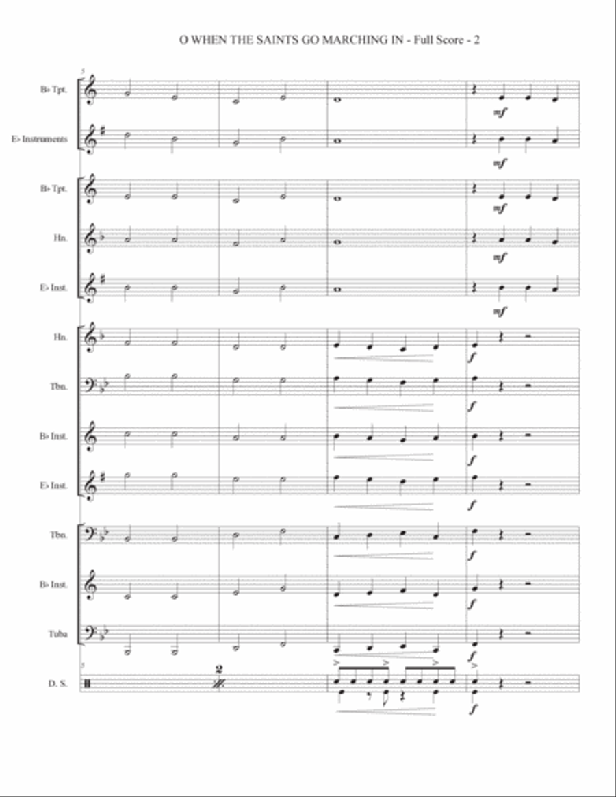 When the Saints Go Marching In for Brass Quartet (Beginner) Brass Quartet scores gallery preview page 4