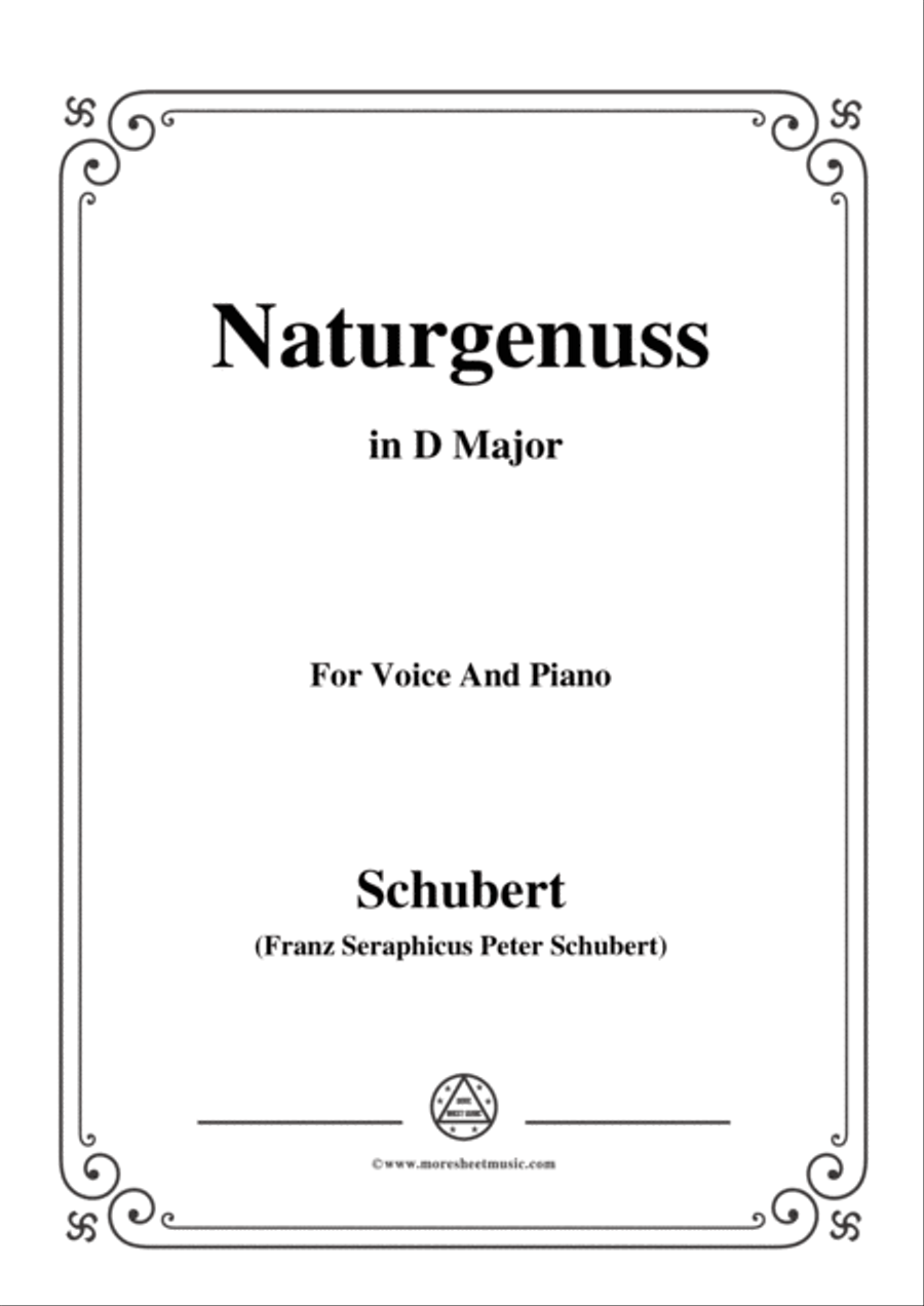 Schubert-Naturgenuss,in D Major,for Voice&Piano Voice scores gallery preview page 1