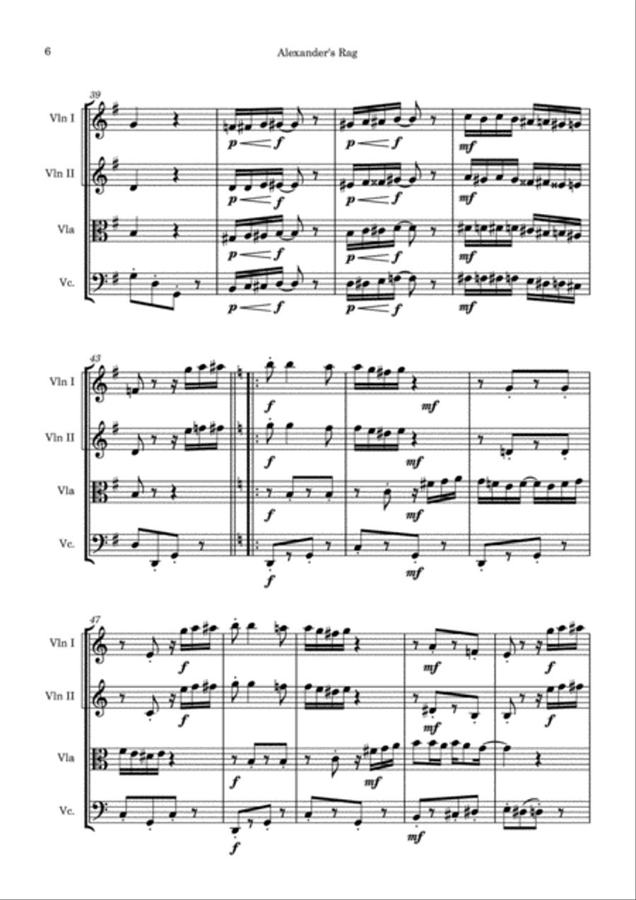 Alexander's Rag String Quartet scores gallery preview page 6