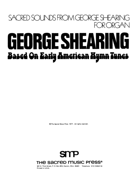 Sacred Sounds from George Shearing For Organ