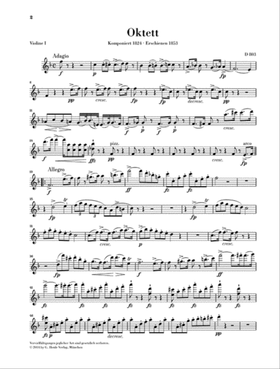 Octet in F Major D 803 Set of Parts scores gallery preview page 2