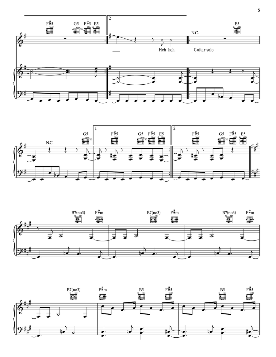 Enter Sandman Piano, Vocal, Guitar scores gallery preview page 5