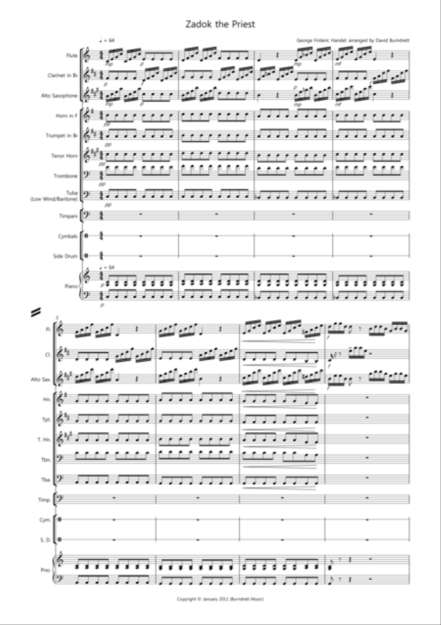 Zadok the Priest for School Wind Band Zadok the Priest for School Wind Band Concert Band scores gallery preview page 1