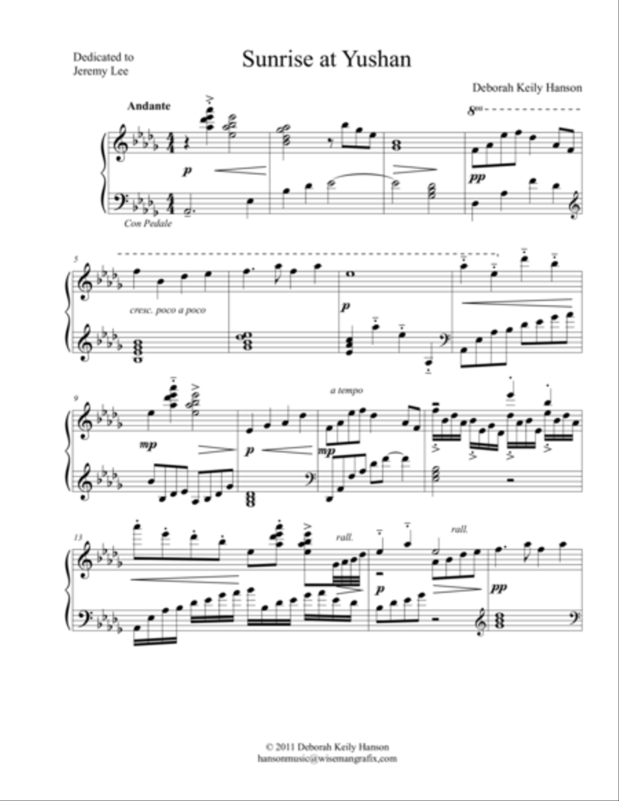 Sunrise at Yushan Piano Solo scores gallery preview page 1