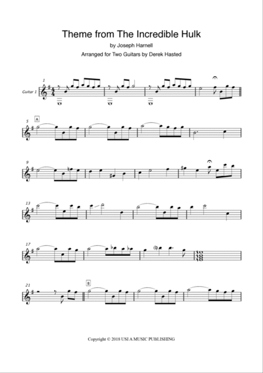 Theme From The Incredible Hulk Guitar scores gallery preview page 3