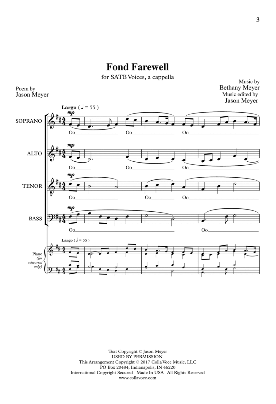 Fond Farewell Fond Farewell 4-Part scores gallery preview page 1