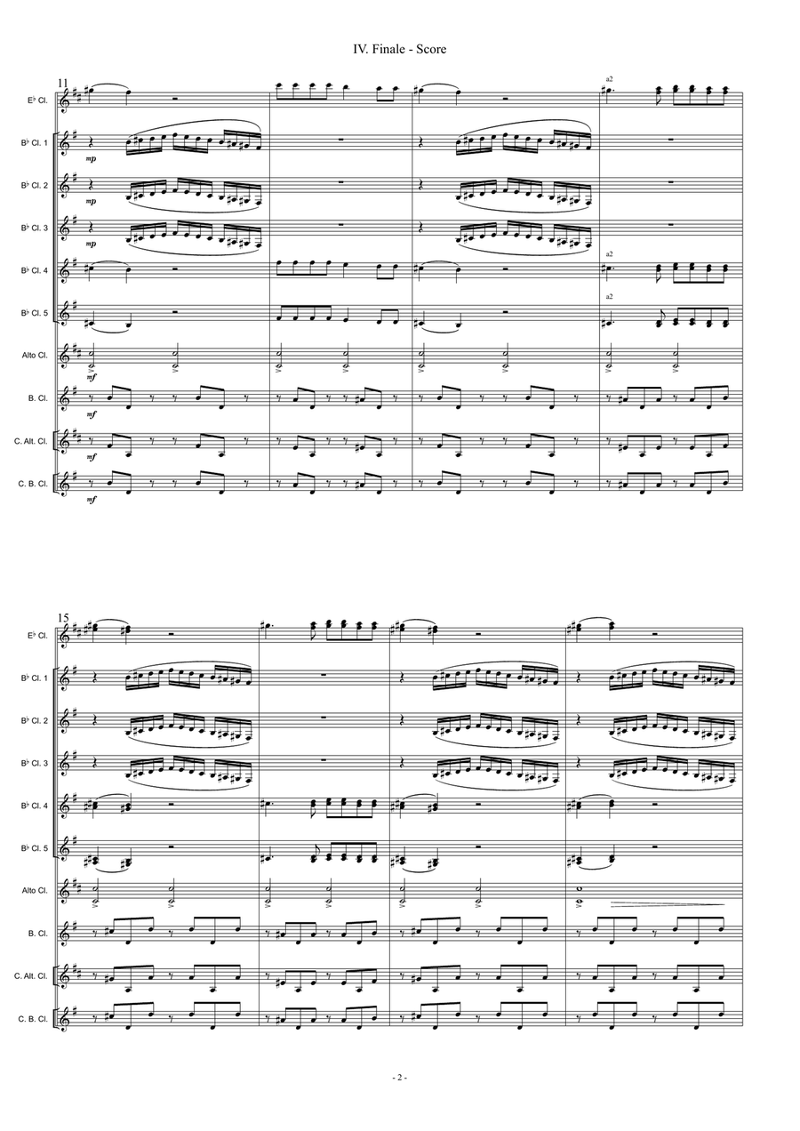 Tchaikovsky - Symphony No.4 - IV. Finale (for Clarinet Choir) Clarinet Choir scores gallery preview page 2