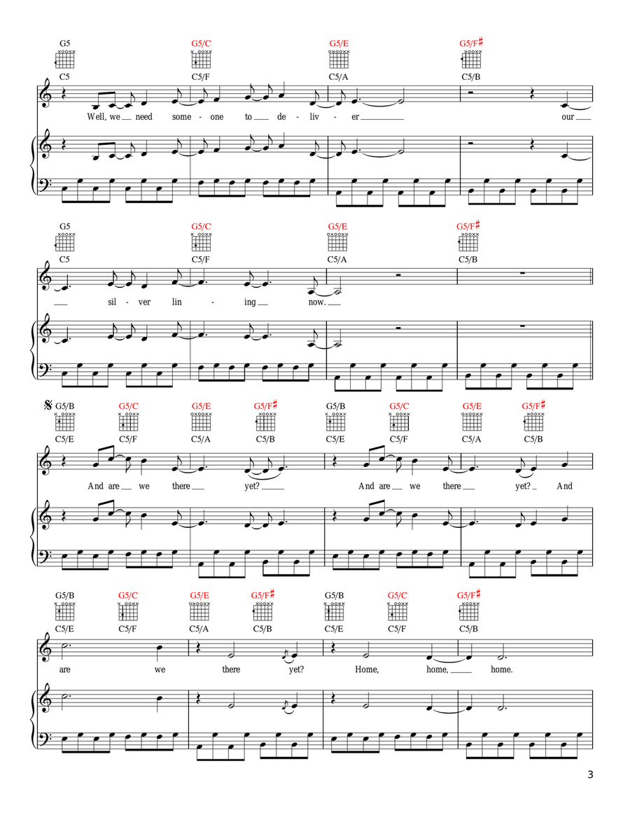 Are We There Yet Piano, Vocal, Guitar scores gallery preview page 3