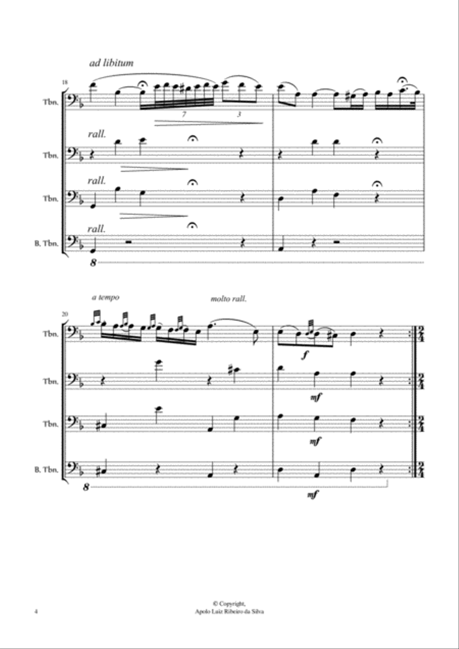 Czardas (for Trombone Quartet) Trombone Quartet scores gallery preview page 5