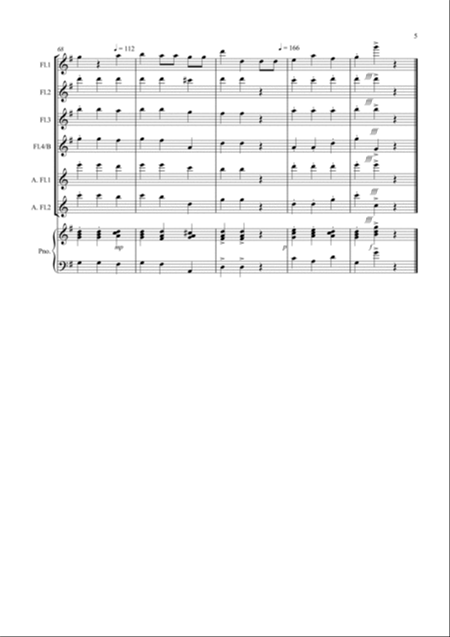 We wish you a Merry christmas for Flute Quartet Flute Quartet scores gallery preview page 5