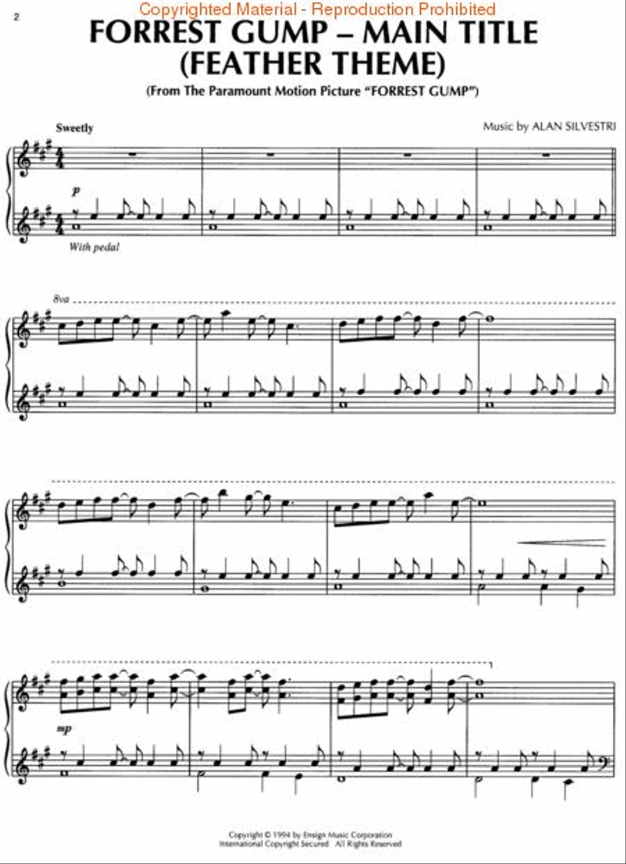 Forrest Gump Main Title Piano Solo scores gallery preview page 2