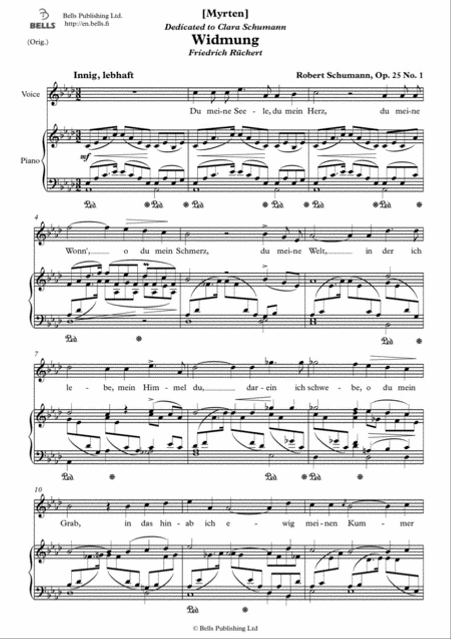 Widmung, Op. 25 No. 1 (Original key. A-flat Major) Voice Solo scores gallery preview page 1