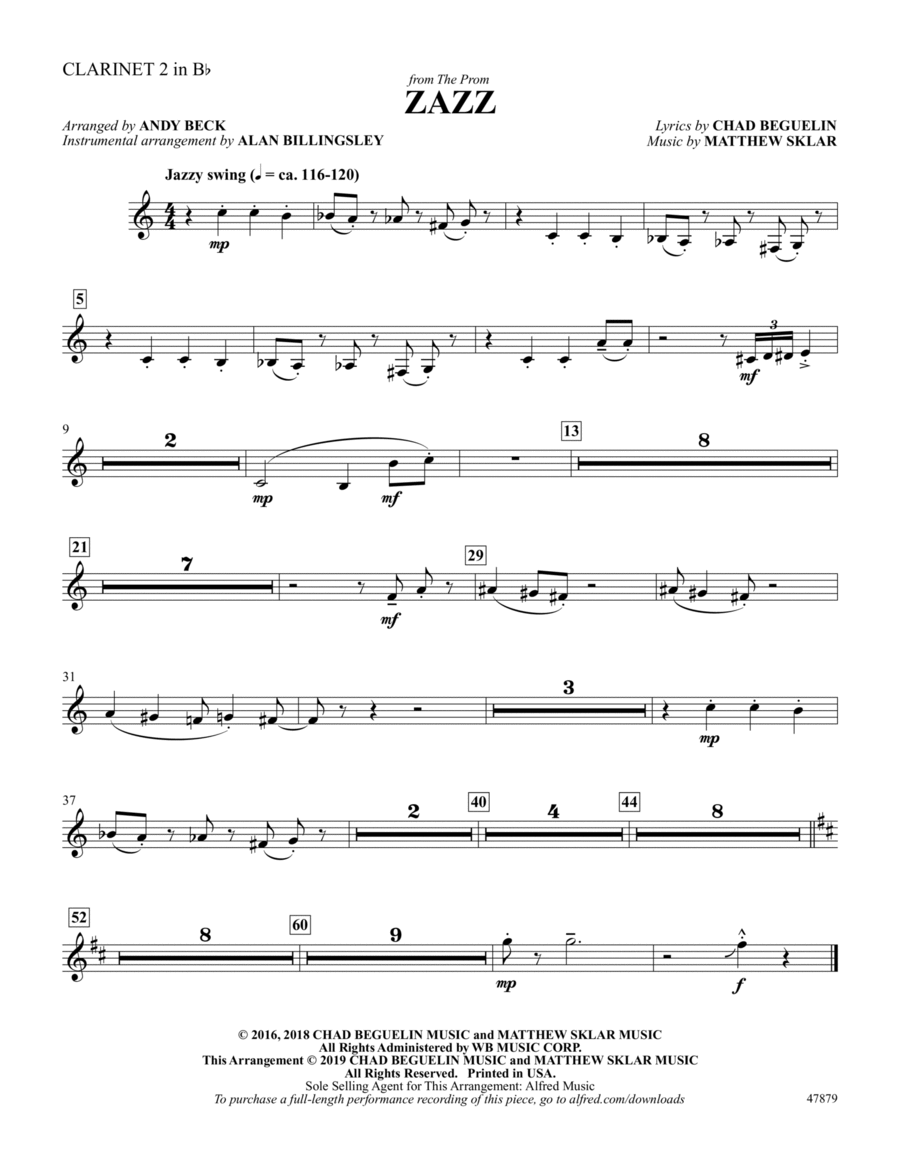 Zazz: 2nd B-flat Clarinet Part scores gallery preview page 1