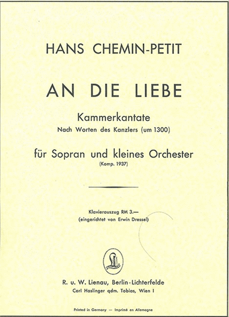 An die Liebe (To love) (Kanzler, around 1300) Chamber Orchestra scores gallery preview page 1