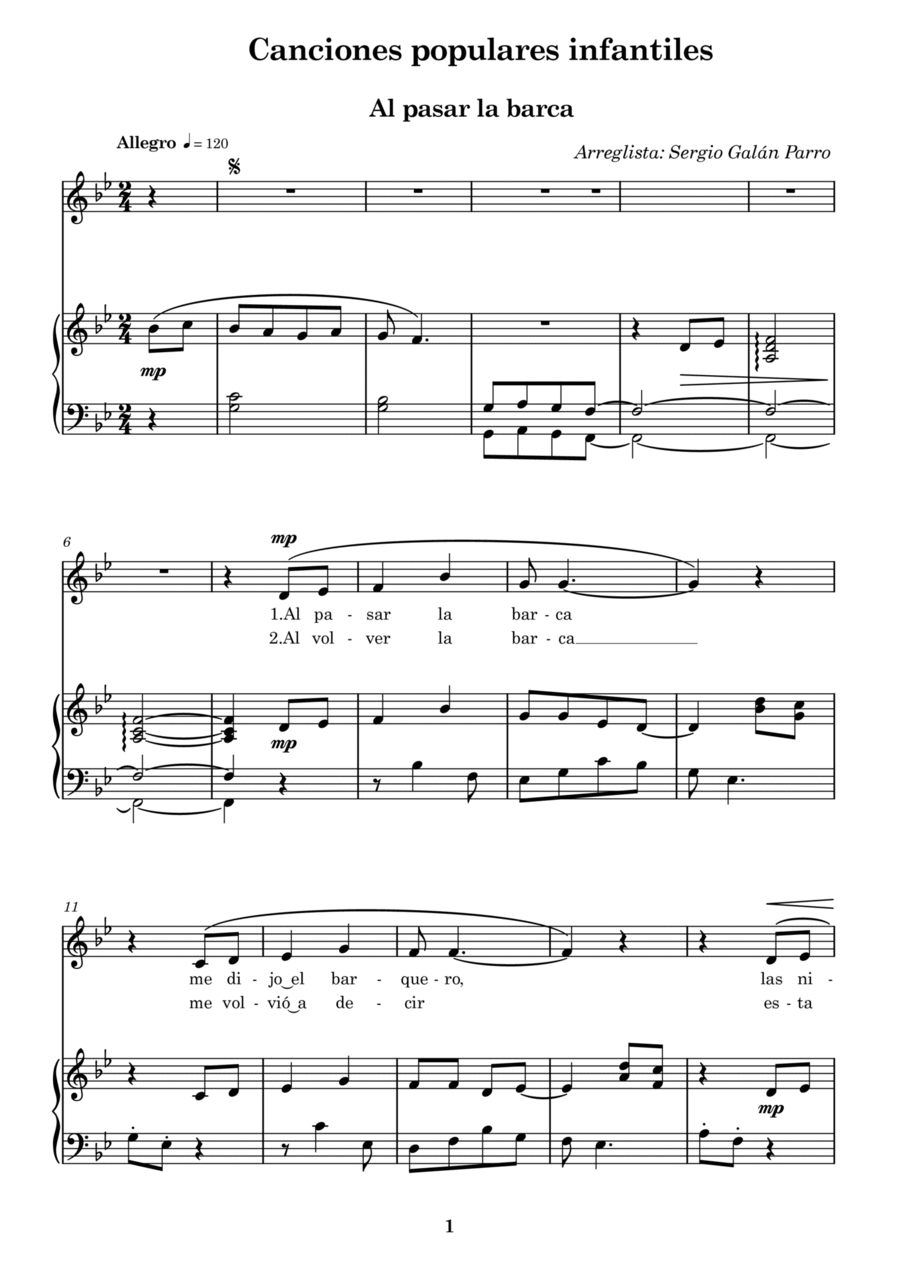 Al pasar la barca Al pasar la barca Voice scores gallery preview page 1