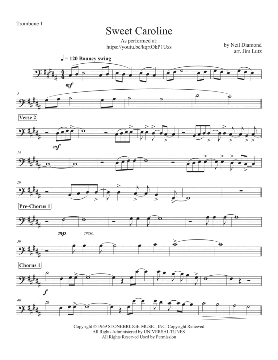 Sweet Caroline Sweet Caroline Brass Ensemble scores gallery preview page 1