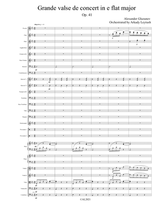 Alexander Glazunov - Grand Concert Waltz in E-Flat Major, Op. 41, For Piano and Orchestra, Orche