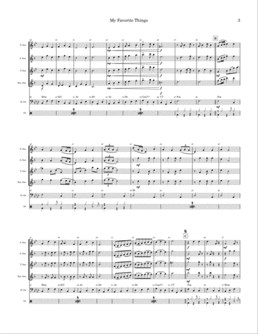 My Favorite Things Saxophone Quartet scores gallery preview page 3