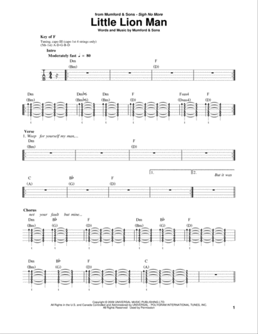 Little Lion Man Banjo scores gallery preview page 1