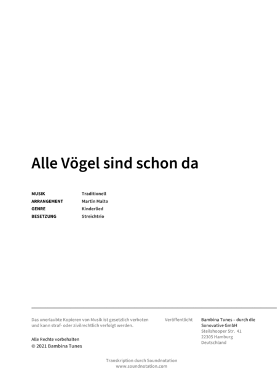 Alle Vogel sind schon da String Trio scores gallery preview page 2