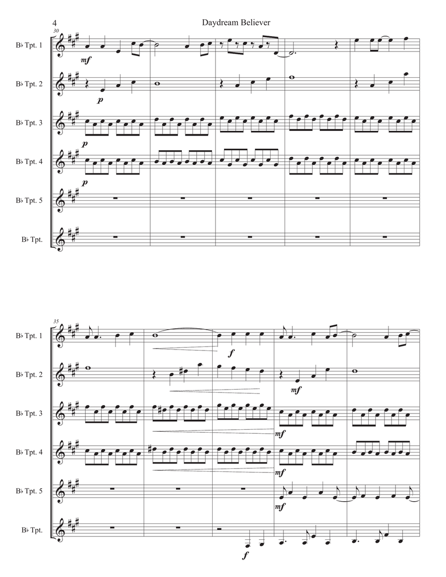 Daydream Believer Trumpet scores gallery preview page 5