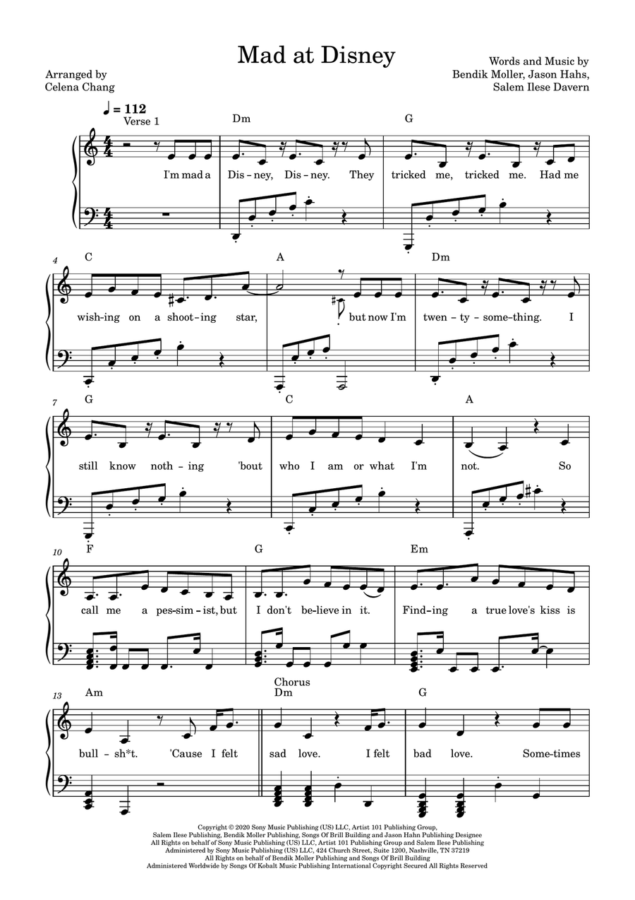 Mad At Disney Piano Solo scores gallery preview page 1