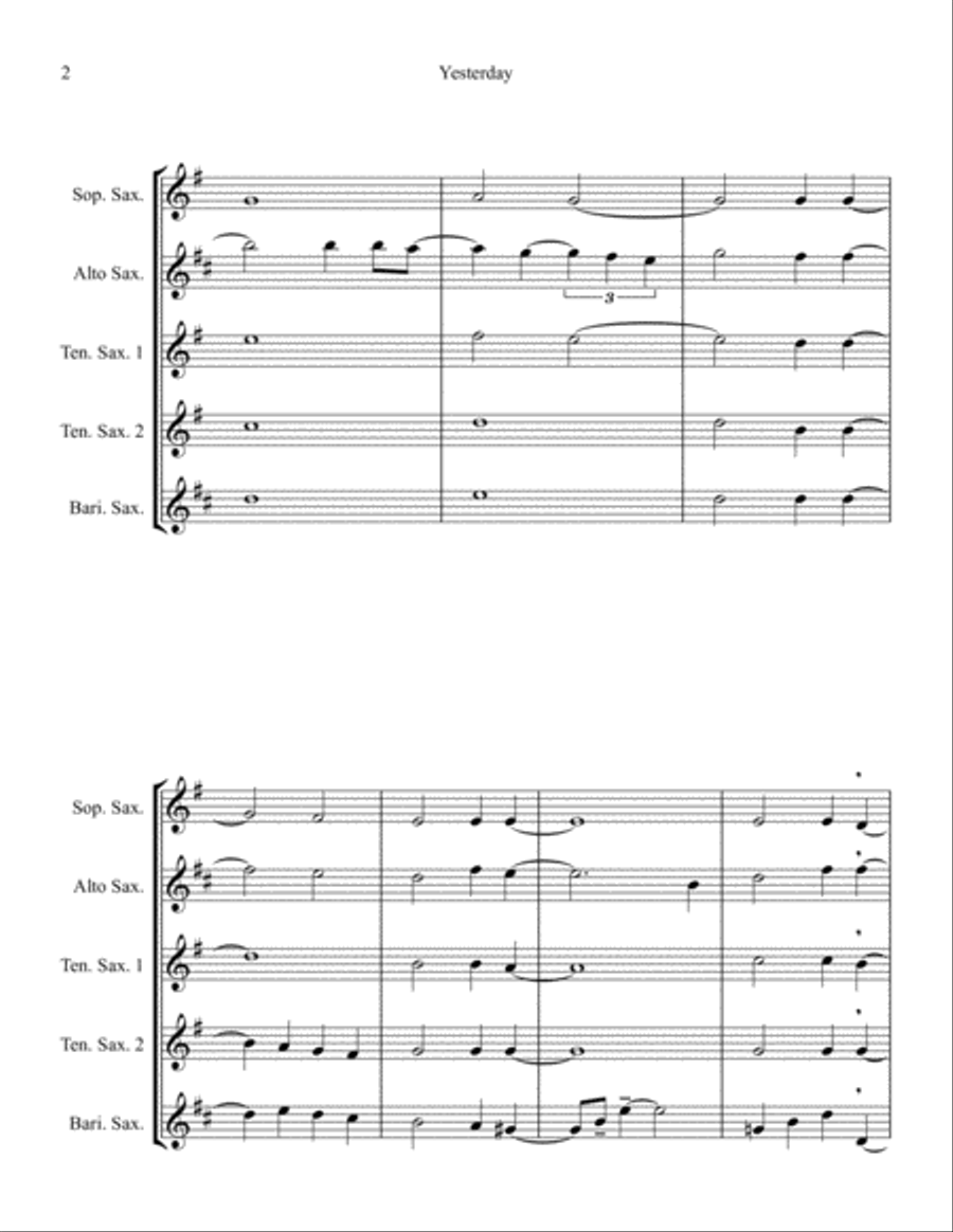 Yesterday Small Ensemble scores gallery preview page 2