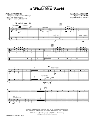 Book cover for A Whole New World (from Aladdin) (arr. John Leavitt) - Percussion Score