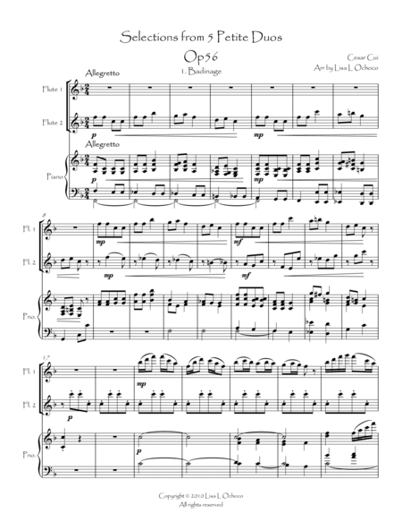 Selections from 5 Petite Duos Op56 for Flute Duet and Piano image number null