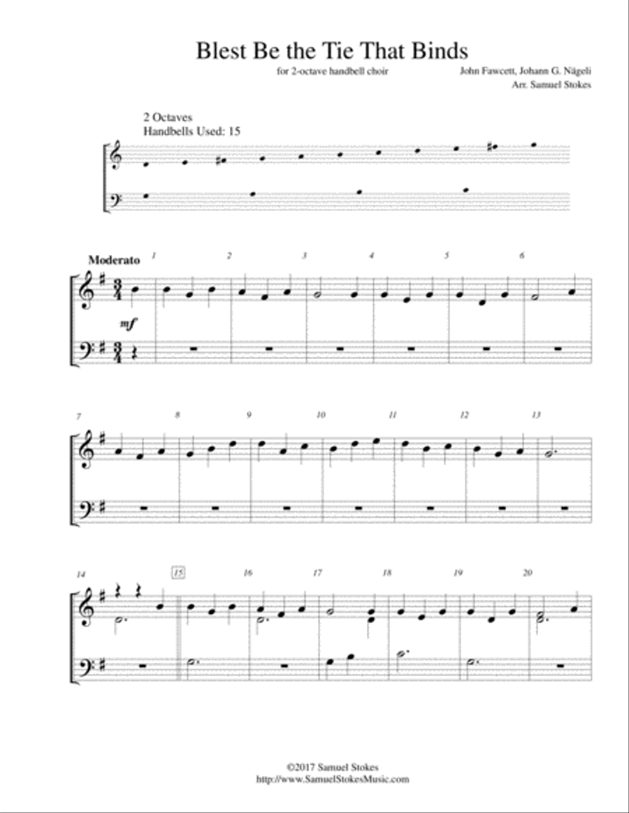 Blest Be the Tie That Binds - for 2-octave handbell choir 2-Octaves scores gallery preview page 1
