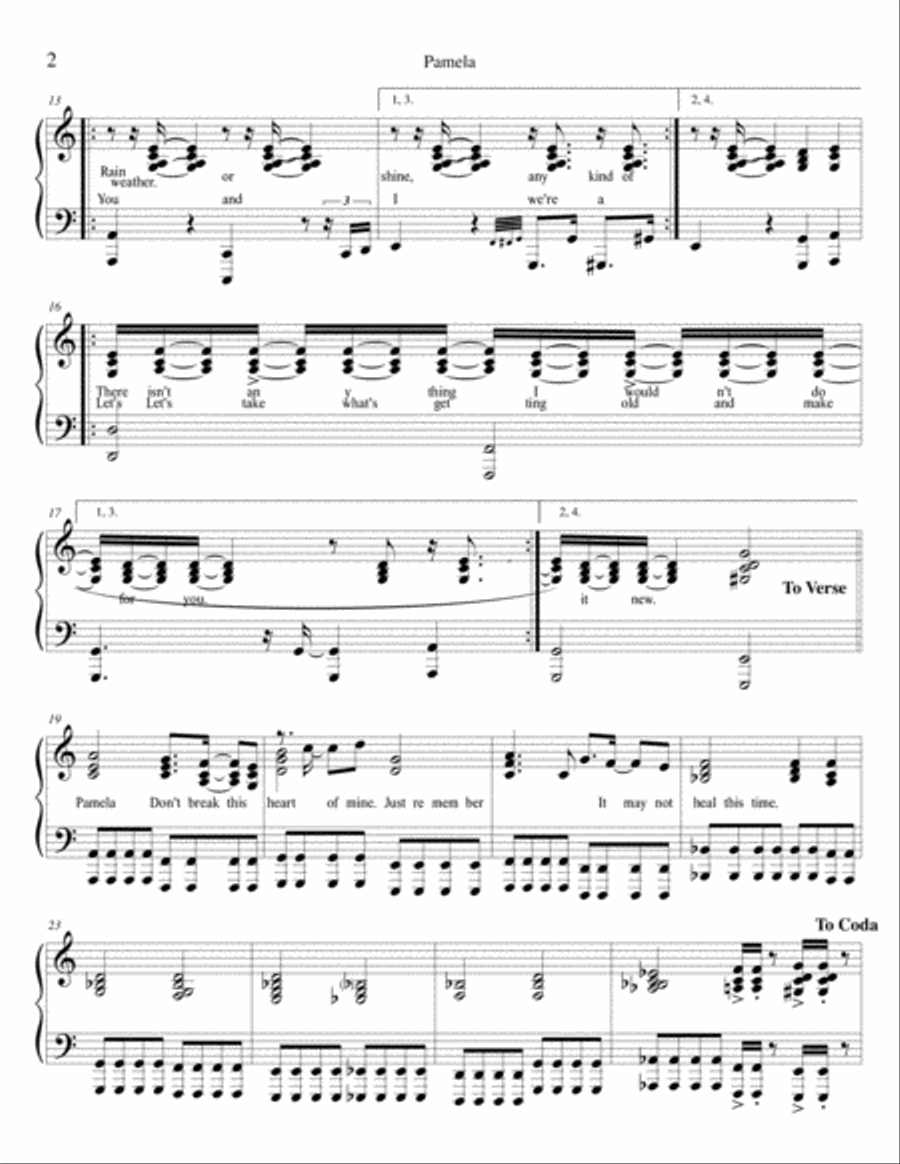 Pamela Pamela Piano Solo scores gallery preview page 2