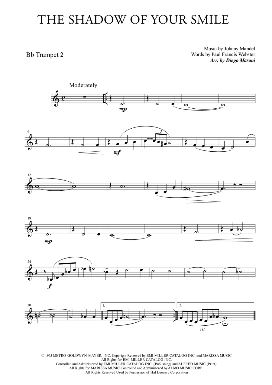 The Shadow Of Your Smile Brass Ensemble scores gallery preview page 2