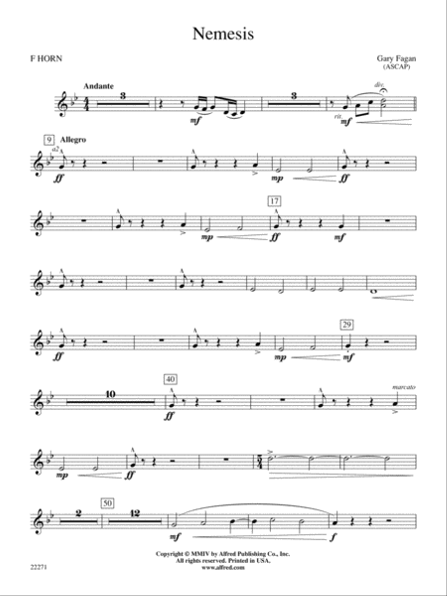 Nemesis: 1st F Horn Concert Band scores gallery preview page 1