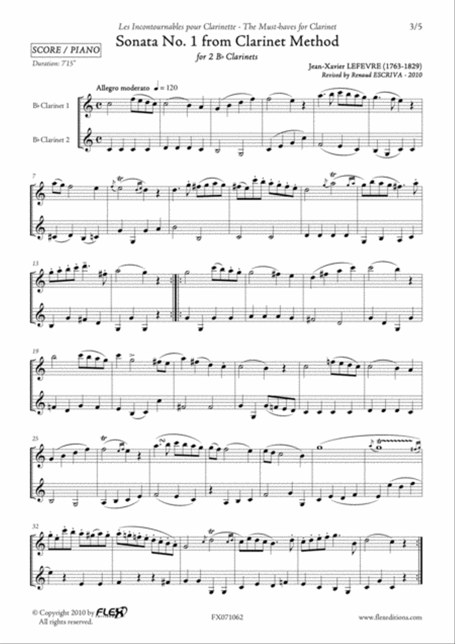 Sonata No. 1 form Clarinet Method Clarinet Duet scores gallery preview page 3
