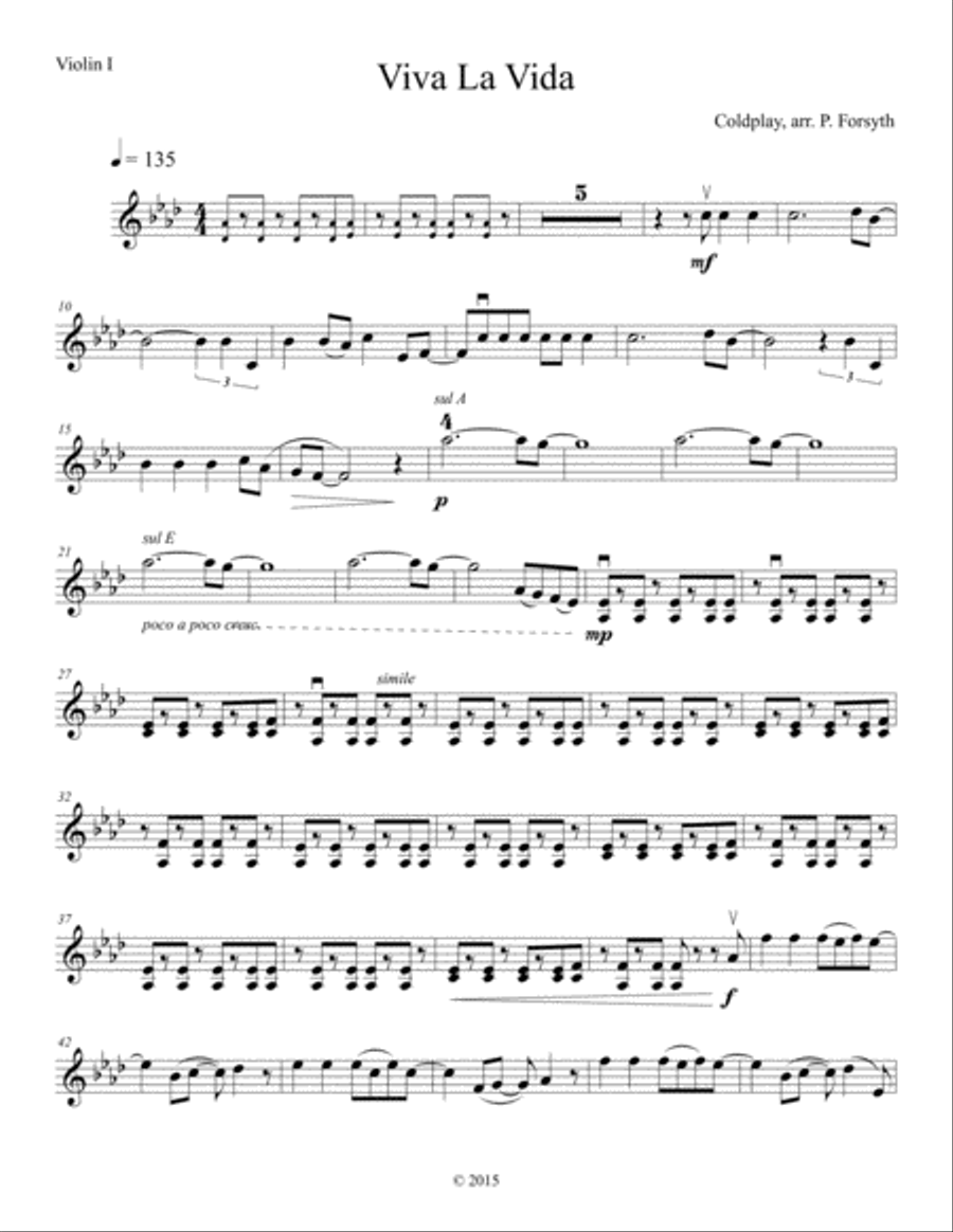 Viva La Vida Viva La Vida String Quartet scores gallery preview page 1